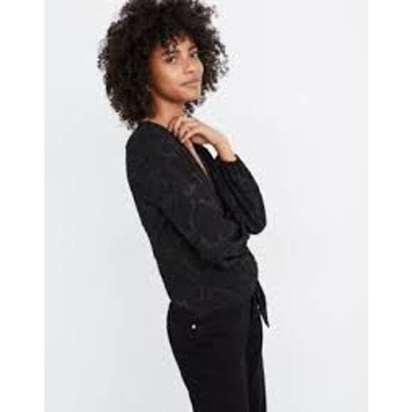 Madewell Floral Jacquard‎ Side-Tie Wrap Top - Picture 2 of 9